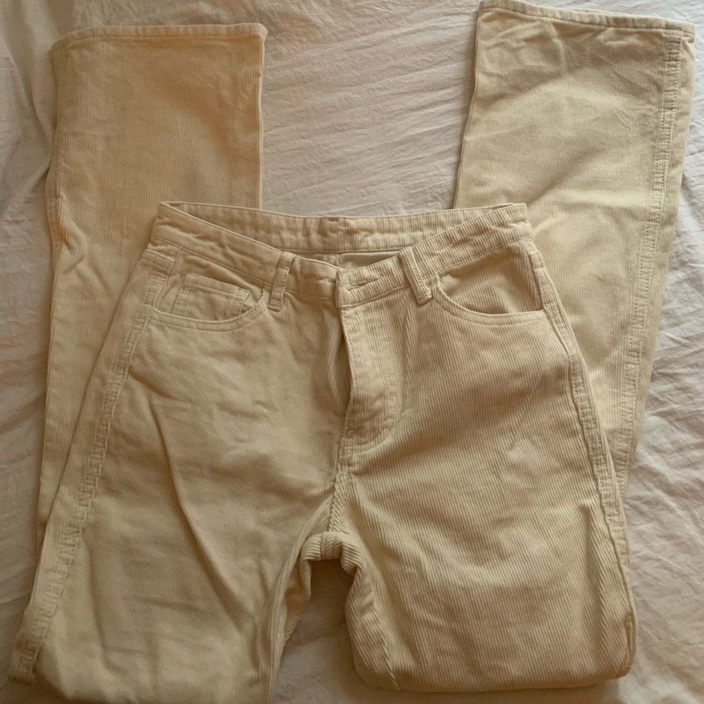 Brandy Melville Cream Corduroy Pants